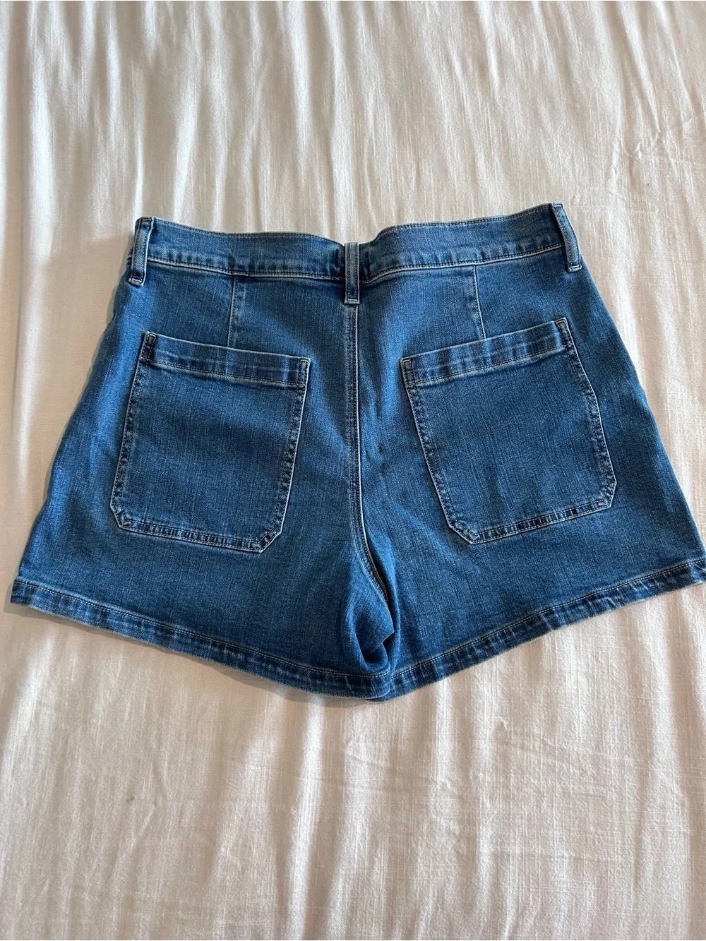 J. Crew NWT Blue Denim High-Rise Patch-Pocket Shorts